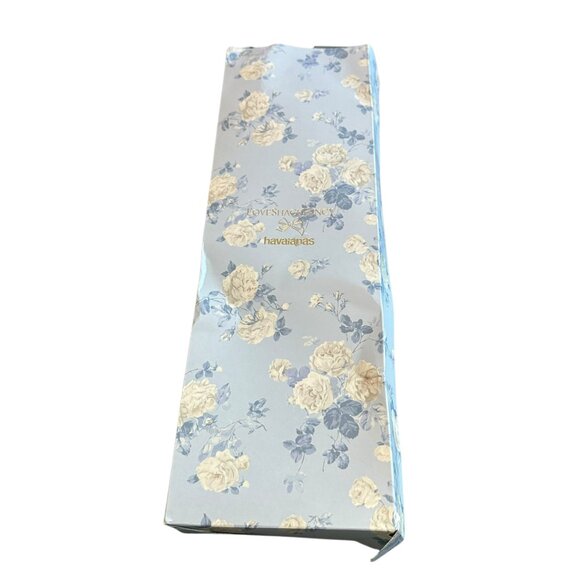 LoveShackFancy x Havaianas Flip Flops Sandals Everblooming Rosettes Blue NIB NEW - Picture 9 of 10